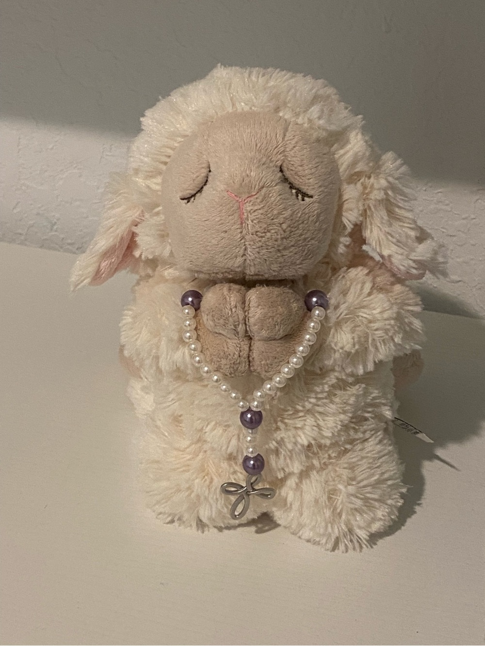 GANZ Cream Plush Lamb with Pink Heart Tag